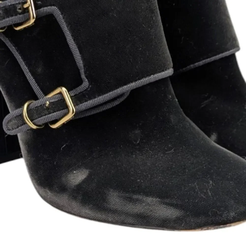 Tory Burch Carley Velvet Monk Strap Booties $395 Size 7.5M   S3984
